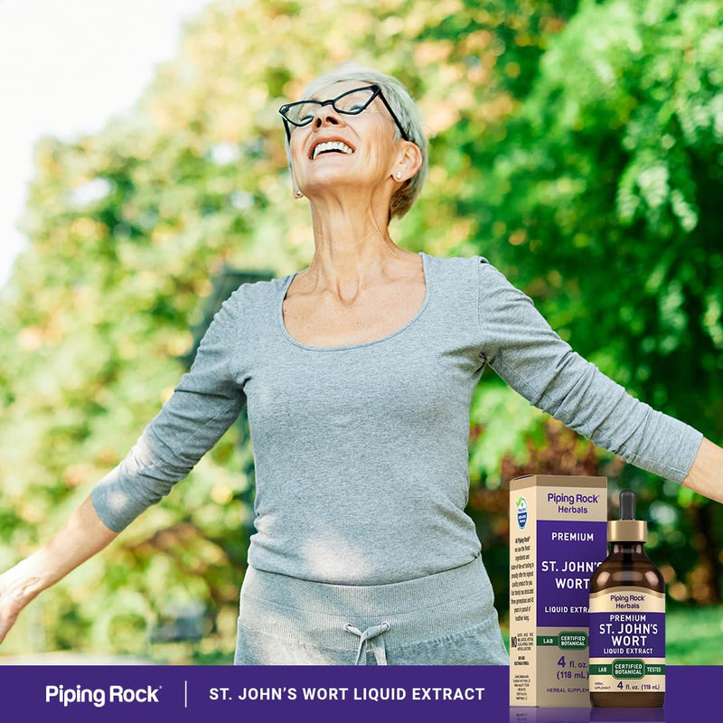 [Australia] - Piping Rock St Johns Wort Tincture Liquid | 4 fl oz | Premium Extract Drops | Botanical Herb Supplement | Alcohol Free, Non-GMO, Gluten Free 