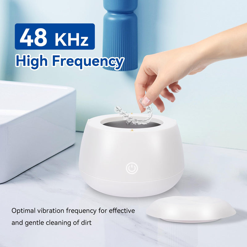 [Australia] - Ultrasonic Retainer Cleaner,48KHz Retainer Cleaner Machine, 220ML Capacity - Denture Cleaner for Mouth Guards, Aligners, Night Guard, Braces, Jewelry & Daily Oral Care White 
