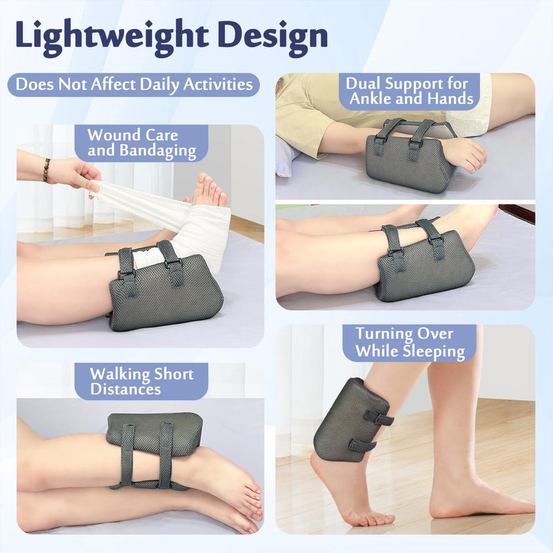 Mybow Ankle Pillow for Sleeping, Foot Elevation Pillows for Swelling, Blood Circulation & Pressure Sores Heel Protectors, Foam Leg Support Pillows for After Surgery, Foot Injured Wedge Pillow Gray 1