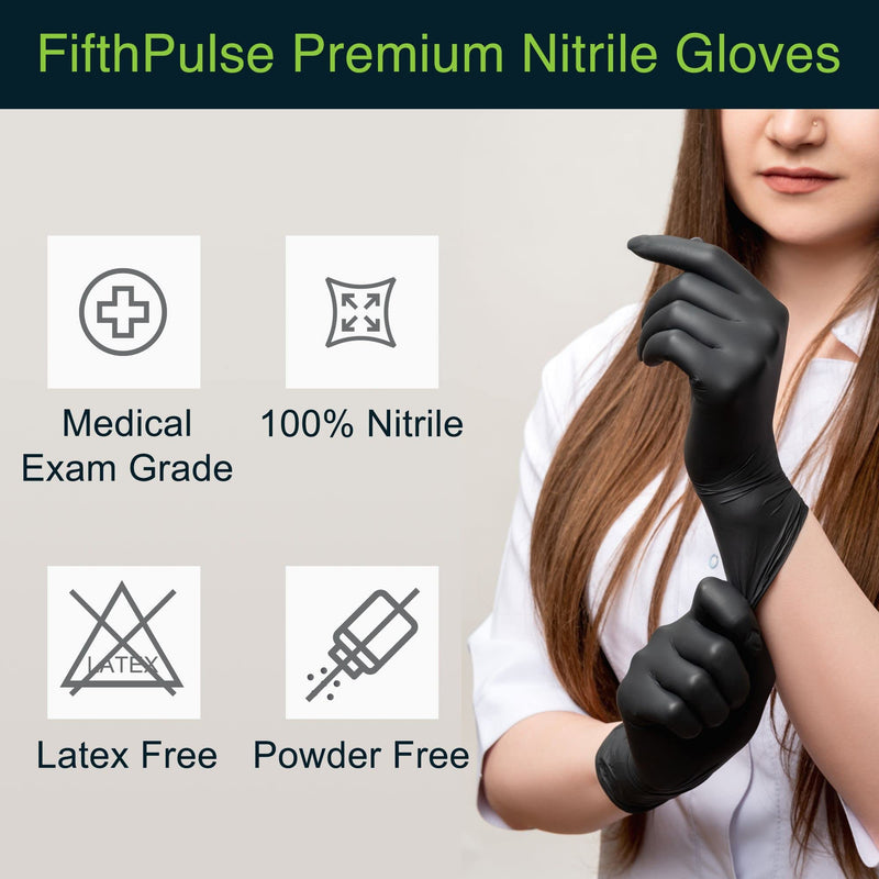 [Australia] - Black Gloves Disposable Latex Free Medium, 50 Count - Medical and Dental Grade Surgical Gloves - Powder Free Nitrile Gloves Medium - 3 Mil Thickness Black 