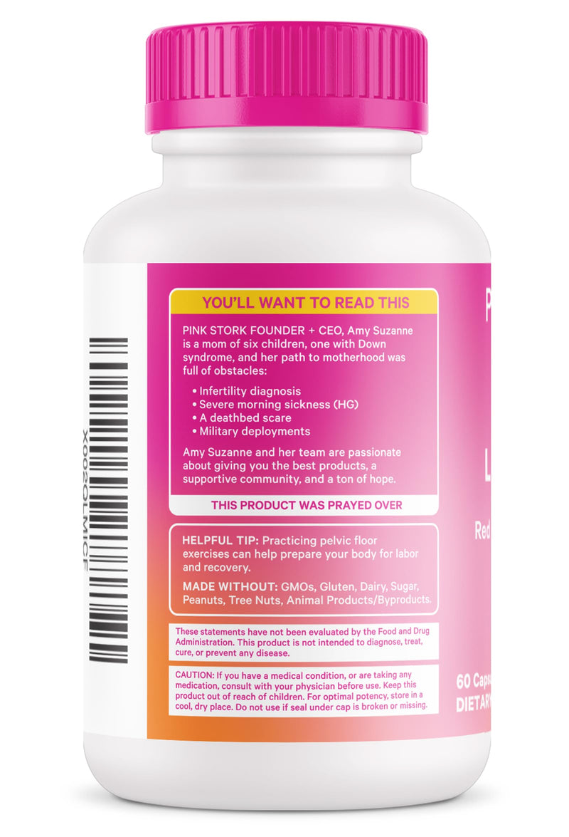 [Australia] - Pink Stork Labor Prep - Evening Primrose Oil Capsules with Red Raspberry Leaf Tea, Gentle Birth & Postpartum Care, Third Trimester Pregnancy Must Haves, 60 Capsules 
