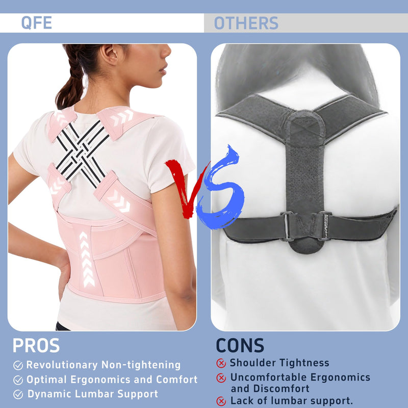 Posture Corrector for Women and Men Back Brace Upgraded Upper Comfy Correction Pain Relief Scoliosis Lumbar Spine Shoulder Straightener Hunchback Lightweight Adjustable Support Hump Pink Large Large (Waist 31.5"-35.5")