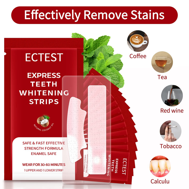 [Australia] - Teeth Whitening Strips for Teeth Sensitive, Professional Teeth Whitening Kit for Coffee Drinker, 28 Teeth Whitener Strips Coconut Flavor, 14 Treatments Easy to Use Red 