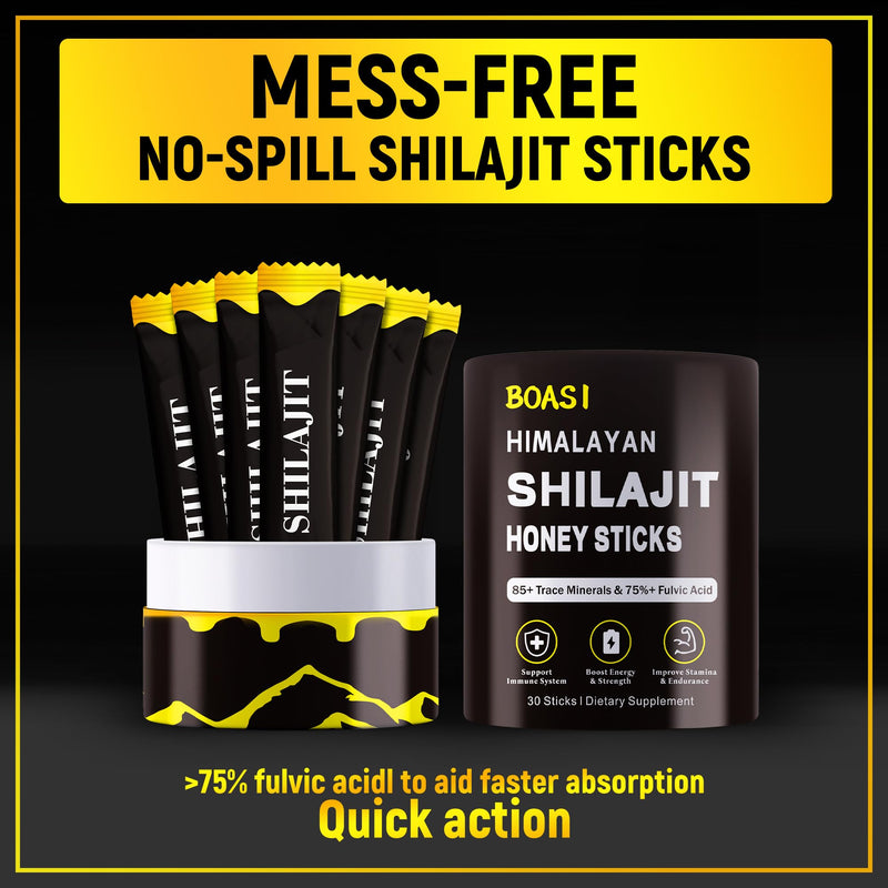 [Australia] - 30PCS Men's Strong Himalayan Shilajit Honey Sticks with Organic Saffron,85+Trace Minerals,75%+ Fulvic Acid,Enhance Cognitive Functions Boost Energy&Strength 