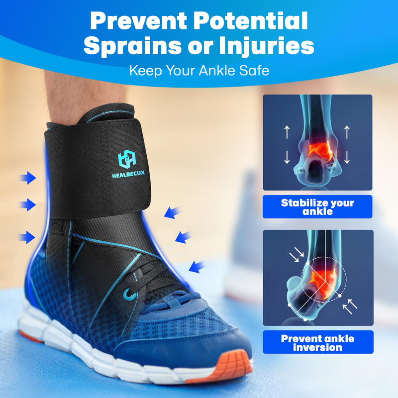 [Australia] - Lace Up Ankle Brace for Women Men, Ankle Support for Sprained Ankle, Plantar Fasciitis Brace Ankles Stabilizer Wrap for Basketball, Volleyball, Sports, Injury Recovery, M Blue Stripes Medium 