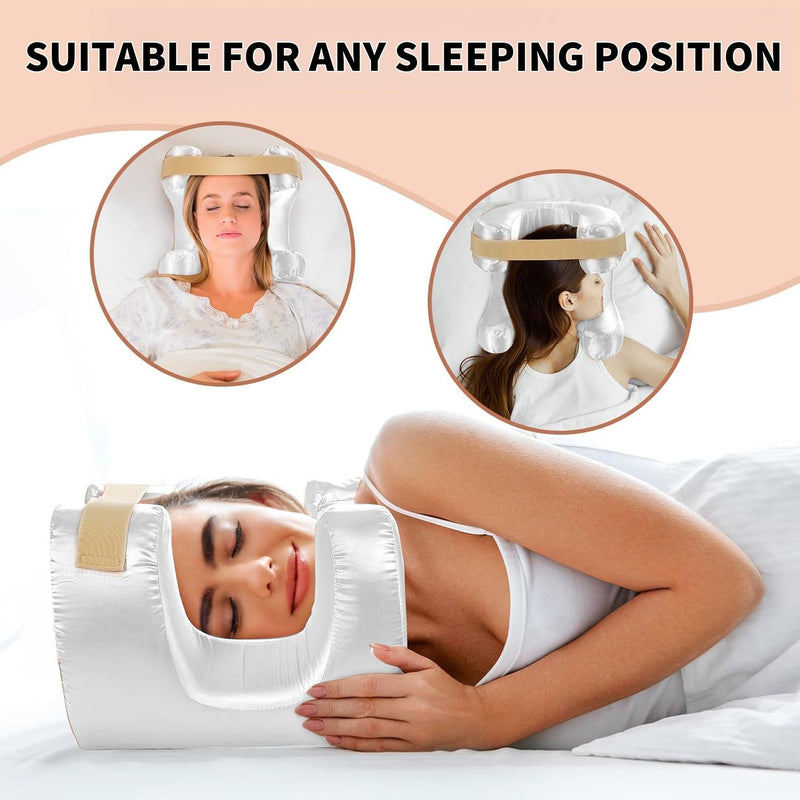 [Australia] - Face Pillow for Wrinkles, Anti Wrinkle Pillow with Cooling Silk Pillowcase, Beauty Pillow for Sleeping Face Down and Back Sleeping (White) 