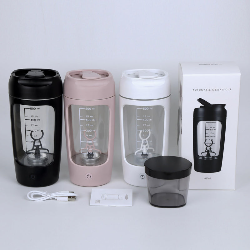[Australia] - Shaker Bottle, Electric Shaker, USB C Rechargeable Electric Mixer, Refillable, Powerful for Smooth Protein Shakes - Includes Additional Storage, Cup 600ml (Pink) Pink 
