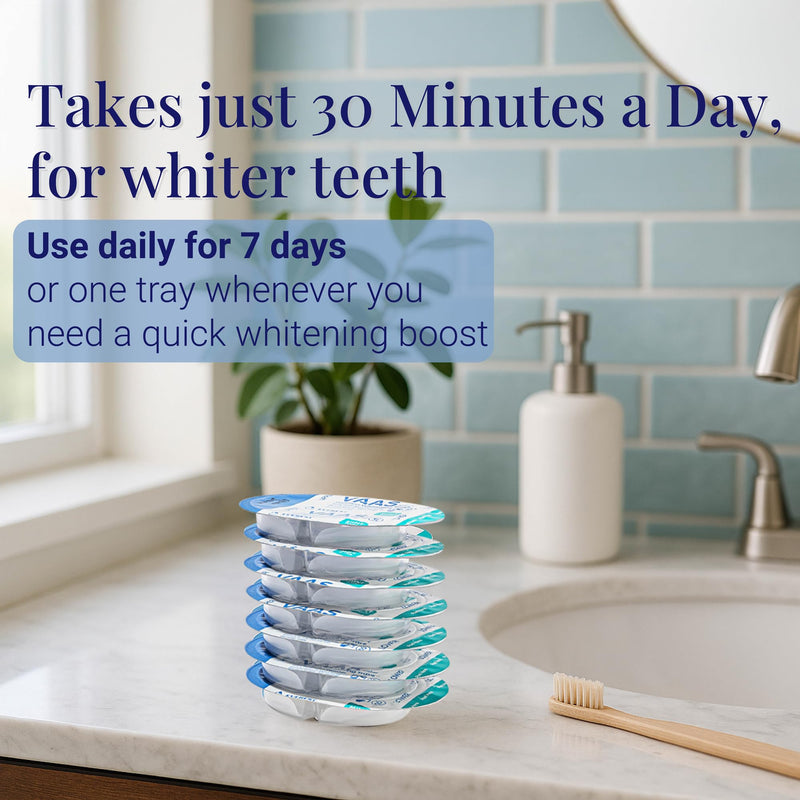 [Australia] - VAAS Prefilled Teeth Whitening Trays, Hydrogen Peroxide (11.2%) Teeth Whitening Kit 11.2%,14 Pack (7 Treatments), Mint Flavor, Kosher by Everest 