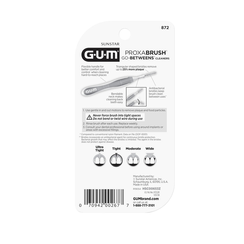 [Australia] - GUM Proxabrush Go-Betweens - Tight, Interdental Brushes for Tight Teeth, Dental Picks for Plaque Removal, Safe for Braces & Dental Devices, 10ct (4Pk) 10 Count (Pack of 4) 