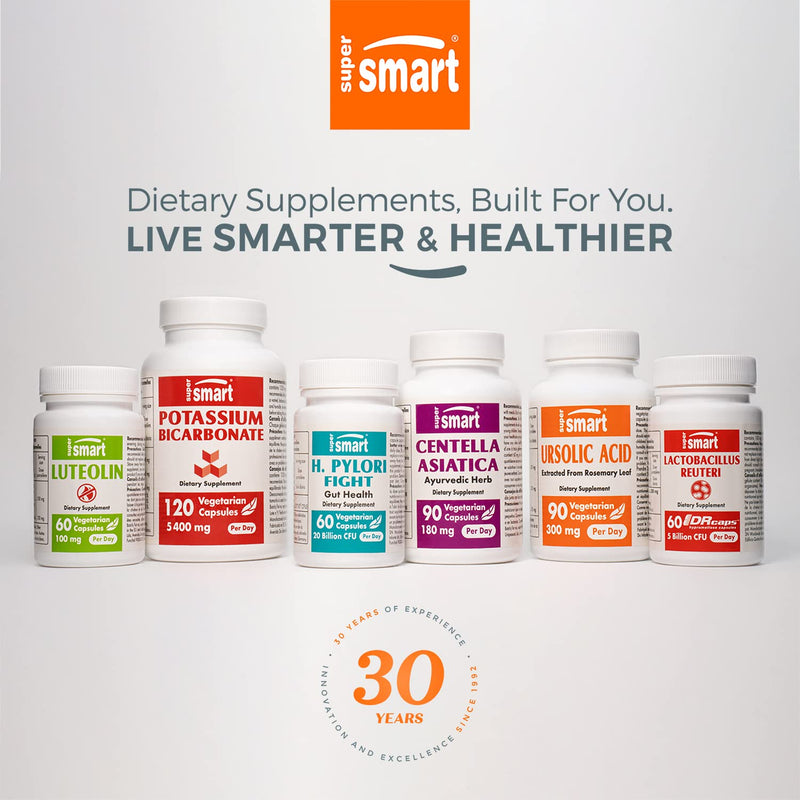 SuperSmart - H. Pylori Formula Bundle (Complete Action) - Probiotic L. Reuteri w/ Mastic Gum | Non-GMO & Gluten Free - 2x60 Vegetarian Capsules