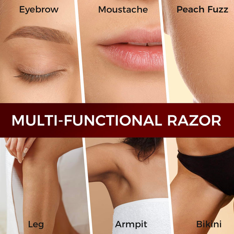 [Australia] - ZOMCHI Eyebrow Razor and Face Razor for Women and Men, Reusable Metal Handle with 11 Refill Blades, Dermaplane Razor with Protective Silicone Cap, Eyebrow Hair Trimmer - Polished Silver 