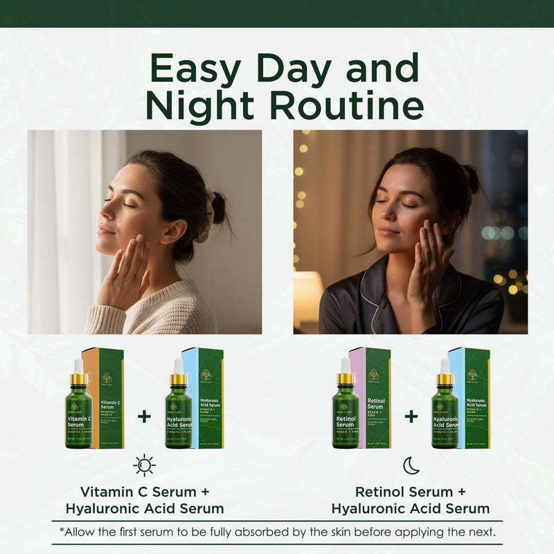 Tree of Life Face Serum Skin Care, Facial Serum for Women and Men, Set of 2 | Hydrating facial serum set. Includes Vitamin C and Hyaluronic Acid serum for brightening and firming.