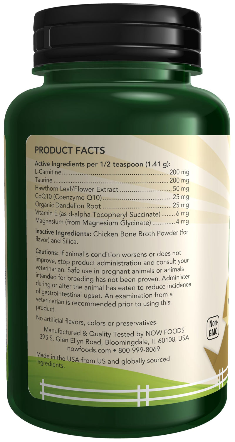 NOW Foods Pet Health, Cardiovascular Support Supplement, Formulated for Cats & Dogs, NASC Certified, Powder, 4.5-Ounce Chicken 4.5 Ounce (Pack of 1) - PawsPlanet Australia
