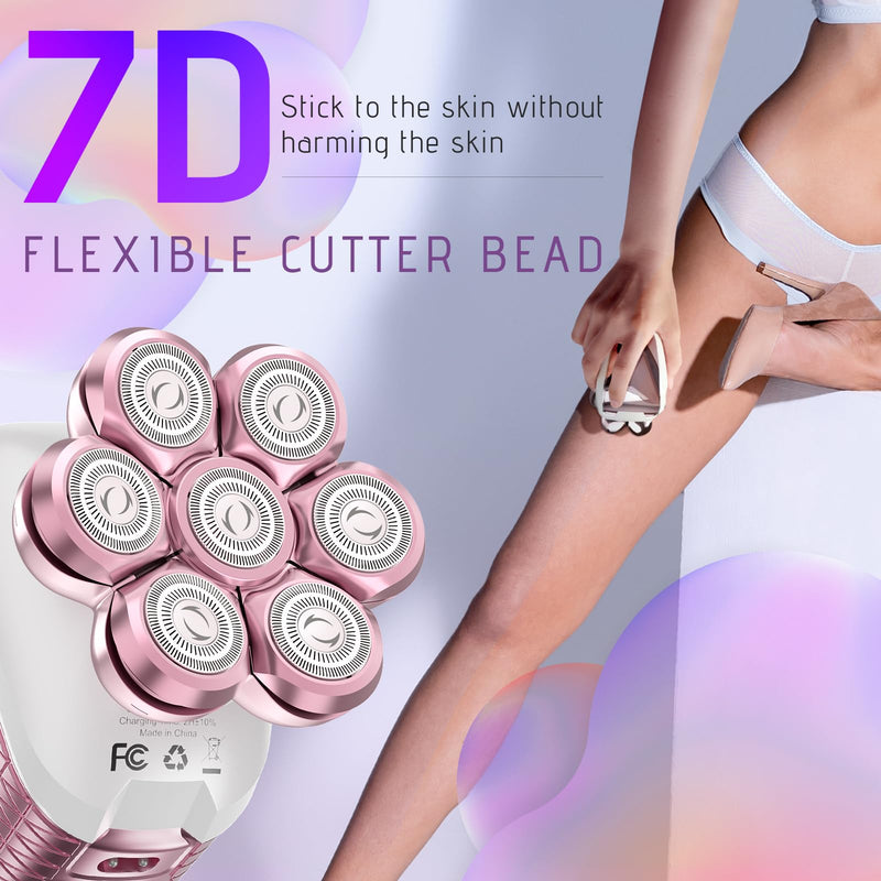 [Australia] - Electric Razors for Women Legs: 5-in-1 Rechargeable Body Shaver - Waterproof Wet Dry Hair Remover - Trimmer for Lady Face Underarms Public 