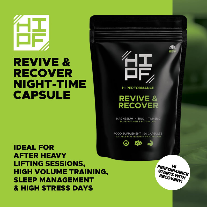 Revive & Recover Magnesium Glycinate Sleep Supplement Complex, Zinc, Turmeric, Apigenin, Lemon Balm, 5-HTP, Vitamin B, Botanicals, 90 Capsules, Deep Sleep, Relaxation and Nighttime Recovery Support