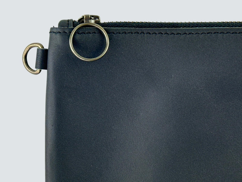 Leather Pouch with Zipper (Carbon Black, 5.5" x 3") Carbon Black X-Small