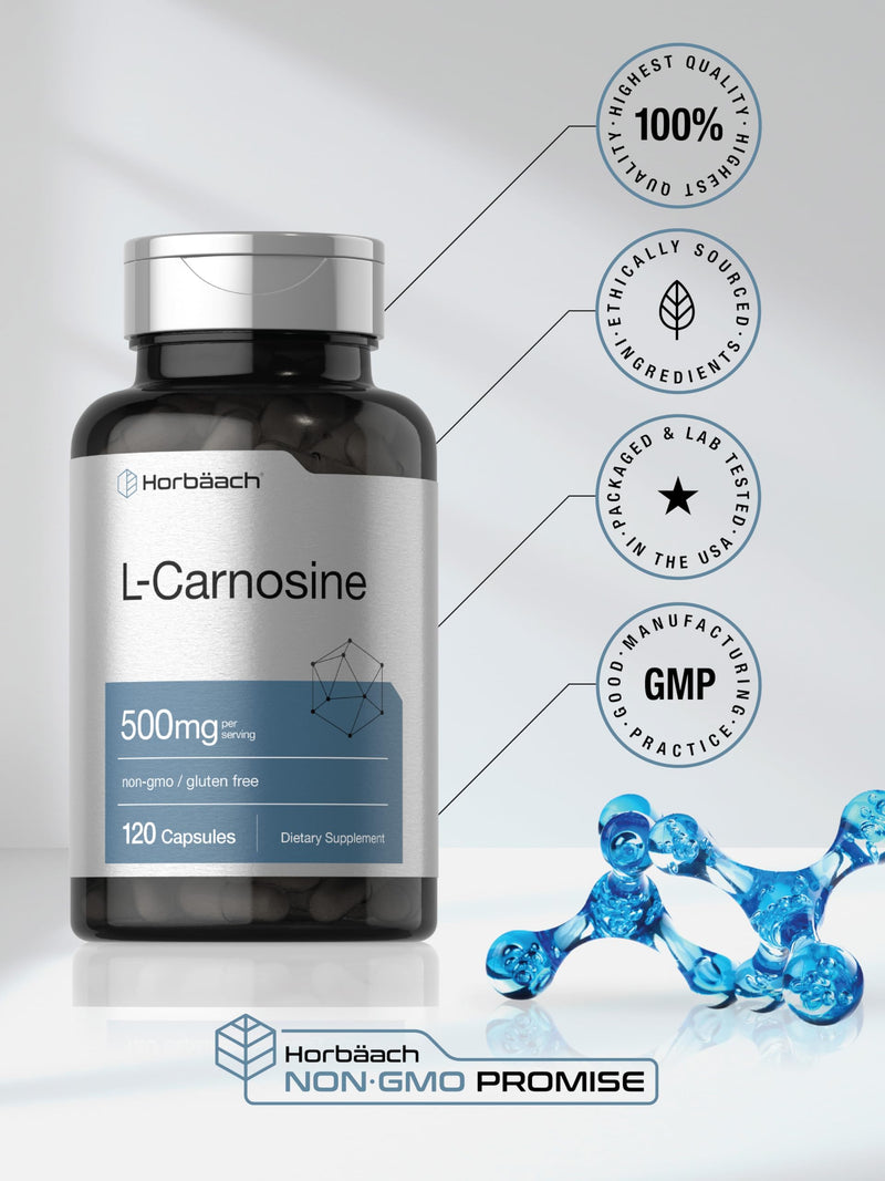 [Australia] - Horb√§ach L-Carnosine 500mg | 120 Capsule Supplement | Non-GMO & Gluten Free Powder Pills 
