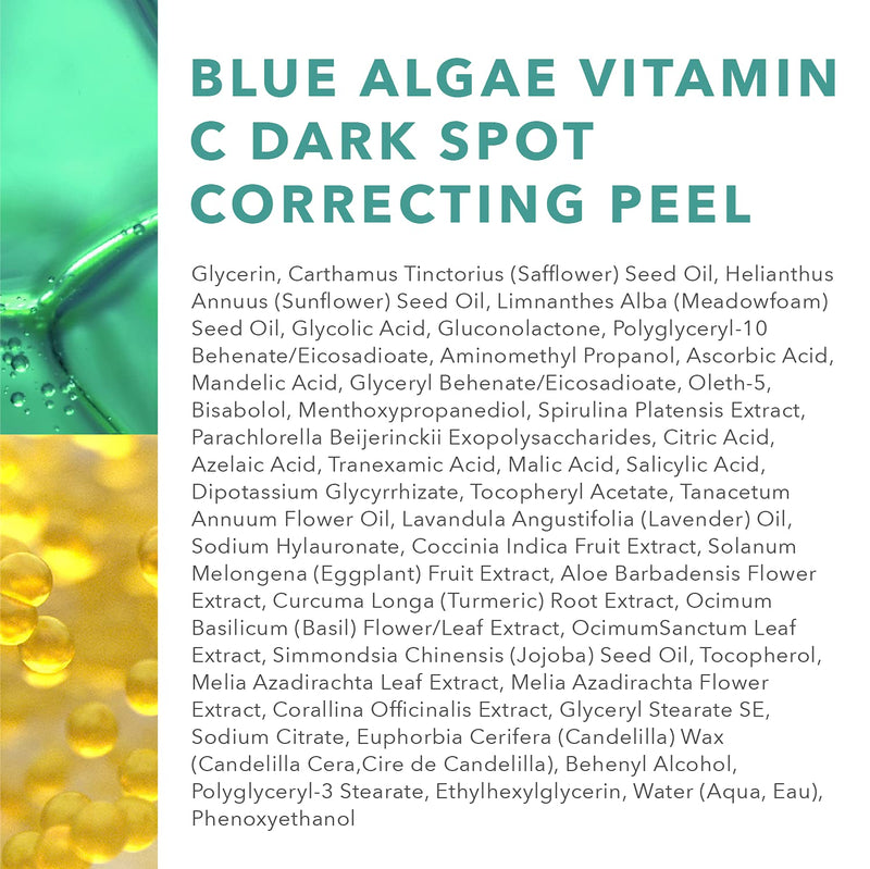 Algenist Blue Algae Vitamin C Dark Spot Correcting Peel - Exfoliating AHA BHA PHA Face Peel to Brighten, Even Skin Tone and Reduce Discoloration - Anti Aging Resurfacing Treatment (1.5 oz)