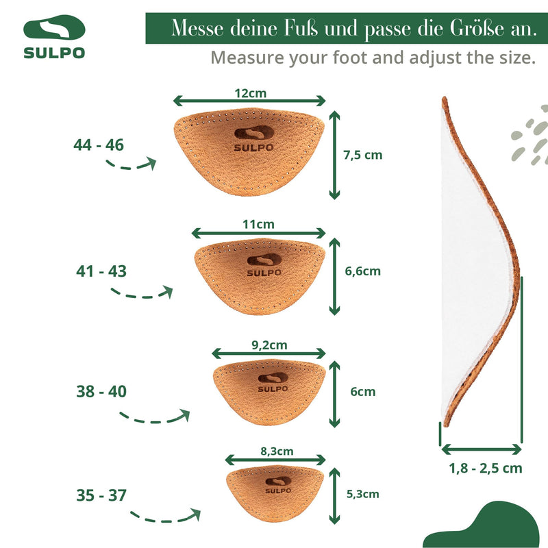 [Australia] - SULPO Orthopedic wedge insoles - leather insoles for flat feet - splayfoot insoles - splayfoot insoles - longitudinal arch support - metatarsal pad - arched arch wedge - 35-37 