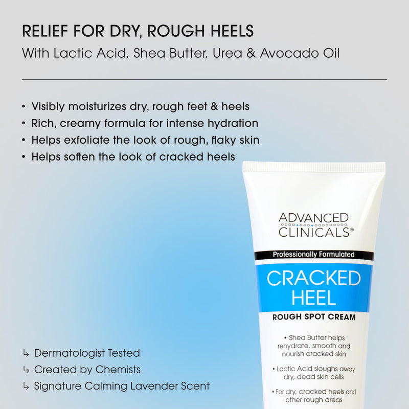 Advanced Clinicals Cracked Heel Foot Cream Moisturizer Skin Care Lotion For Feet W/Shea Butter, Moisturizing Foot/Hand Lotion Helps Heal Cracked Skin, Rough Spots, Calluses, & Dry Skin, 2-Pack 1 Count (Pack of 2)