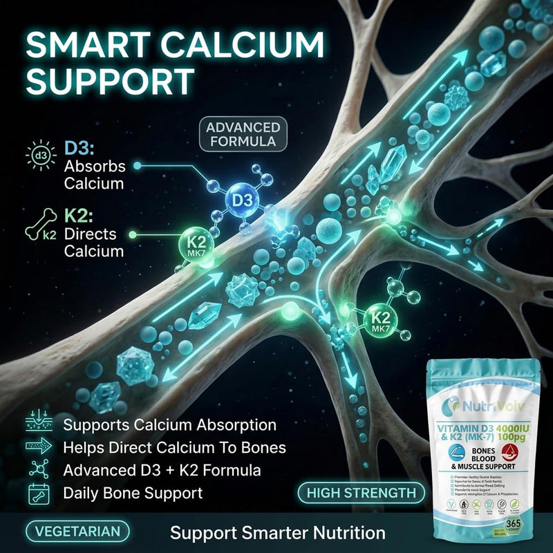 Vitamin D3 4000 iu & Vitamin K2 MK7 100μg | 1 Year Supply | 365 Easy-Swallow Vitamin D3 K2 Tablets | 1-A-Day High Strength Vegetarian D3 and K2 Vitamin Supplements | Vitamin D Tablets | UK Made
