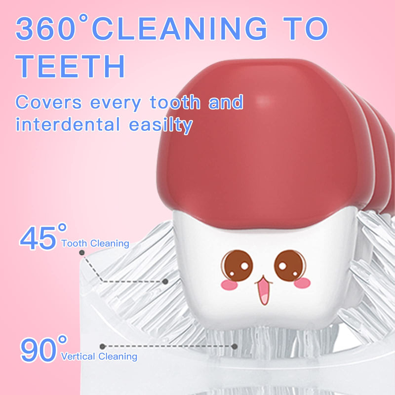 [Australia] - Kids Electric U Shaped Toothbrush Children Rechargeable Sonic Toothbrush with 4 Brush Heads Full Mouth 6 Cleaning Modes - (Age 2-7 Blue) Blue Elephant（Ages 2-7） 