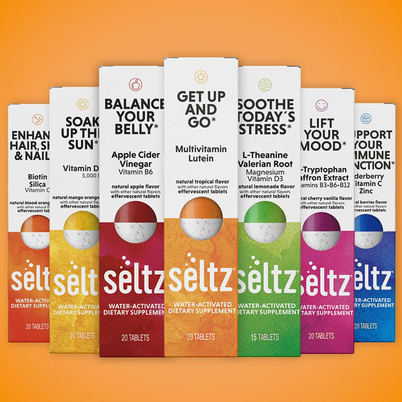 Seltz Multivitamin Drink Tablets, Effervescent Lutein with Daily Energy | Daily Energy Support, Eye Health, Antioxidant Support, Drop Fizz and Drink, Refreshing, Supports Hydration, 20 Tablets 1 Pack 20 Tablets (pack of 1)