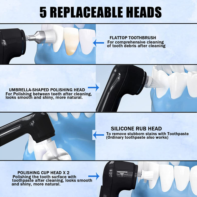 [Australia] - Dental Tools, Electric Tooth Polisher & Manual Teeth Cleaning Kit for Cleaning and Polishing of Tooth, All in One for Total Tooth Care, Removing Stains and Tartar & Brighten and Polish Teeth Black 