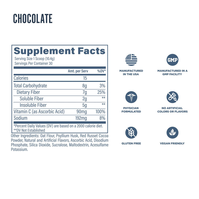 [Australia] - Revive MD Fiber Supplement for Digestive & Gut Health - 5g of Dietary Fiber Supports a Healthy Digestive System with Psyllium Husk & More - 30 Servings, Chocolate 