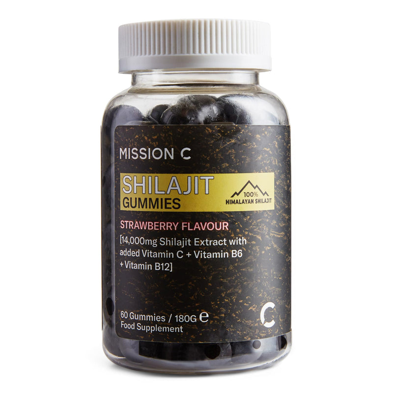 Shilajit Gummies - Pure, Himalayan - 14000 mg per Serving - High Grade - with Added Vitamin C, B6 and B12, Contains 85 Minerals, Immune System & Vitality Booster, Vegan - Lab Tested - Mission C