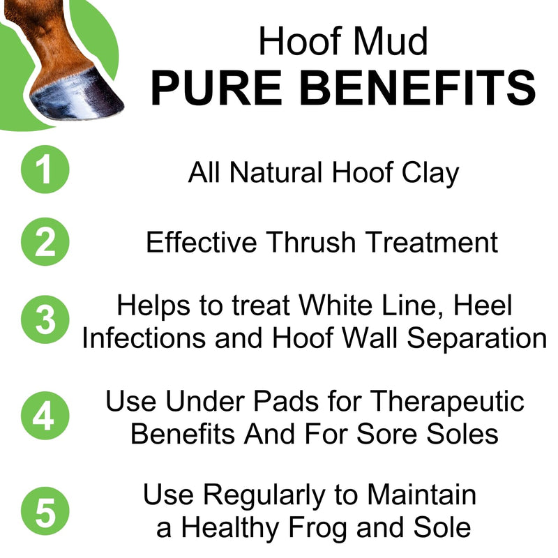 Thrush Treatment for Horses - Pure Sole Hoof Mud - Hoof Clay for Horses - A Horse Hoof Care Product for Thrush, White Line, and Hoof Wall Separation | Use Regularly for A Healthy Hoof. - 8 oz. - PawsPlanet Australia