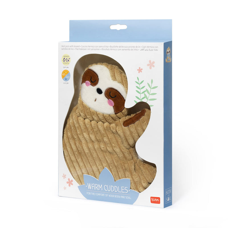 [Australia] - Legami - Warm Cuddles, thermal pillow made of linen, dried lavender flowers, polyester and cotton, gives you relaxation, sloth motif, 29 x 26.5 cm 