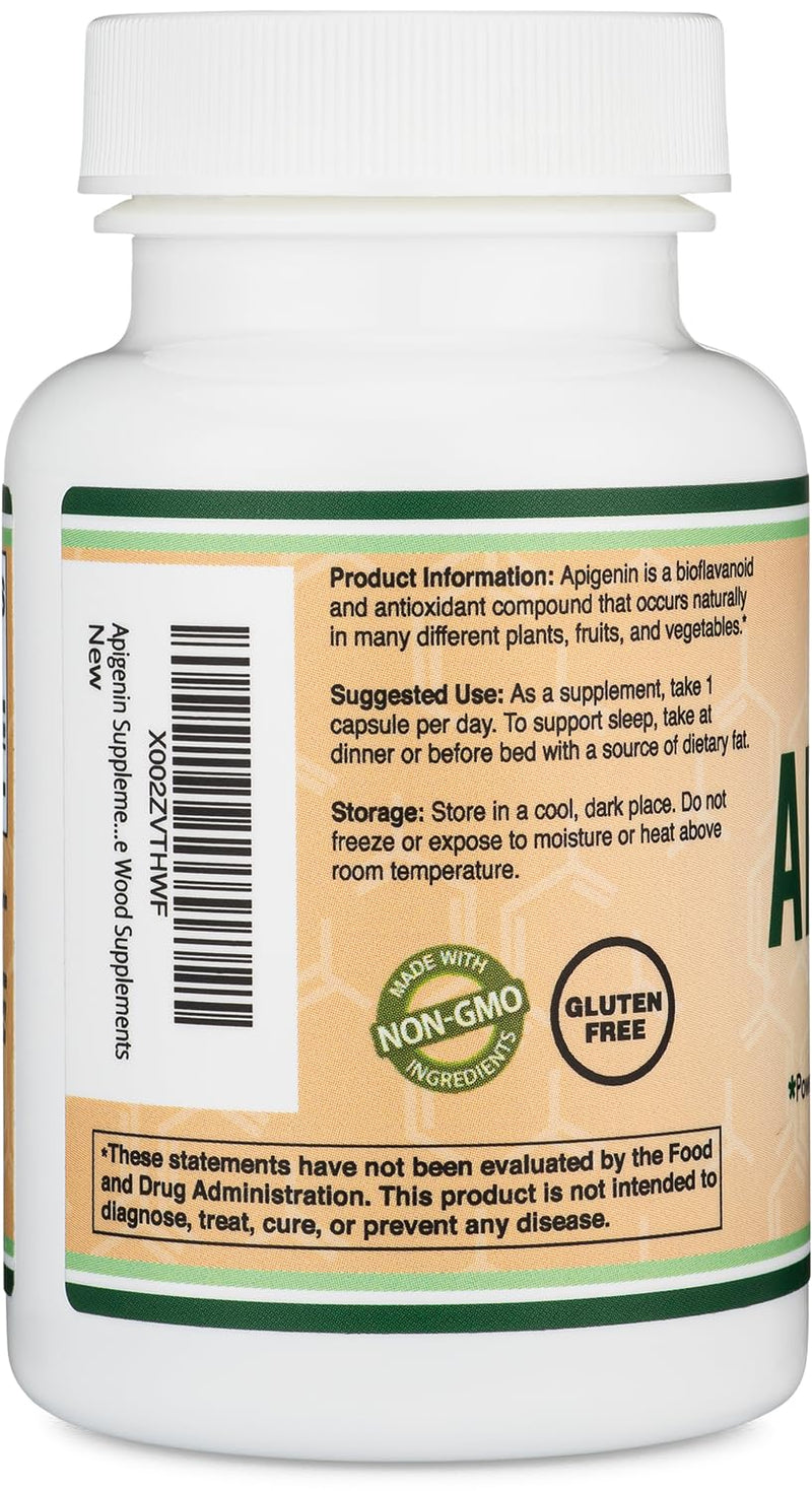 [Australia] - Apigenin Supplement - 50mg per Capsule, 120 Count (Powerful Bioflavonoid Found in Chamomile Tea for Relaxation, Sleep, and Mood) Senolytic Flavonols for Aging (Gluten Free) by Double Wood 