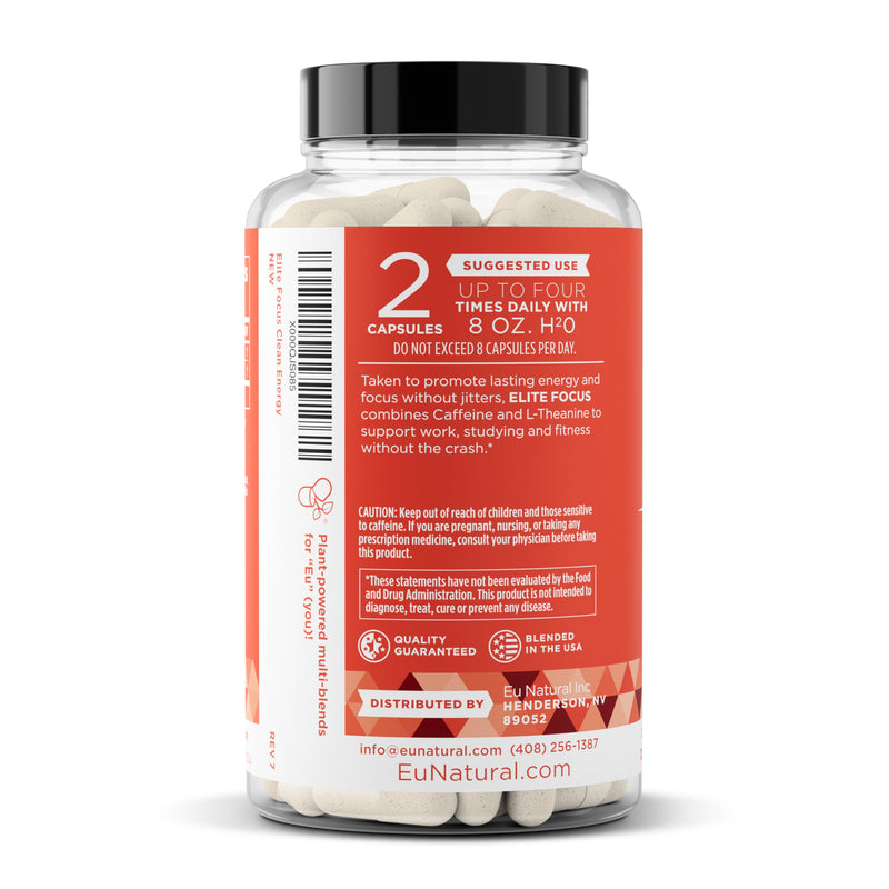 [Australia] - Elite Caffeine Pills with L-Theanine – Jitter-Free Focused Energy Supplements – Clean & Natural Nootropic Stack for Smart Cognitive Performance – 120 Soft Capsules 