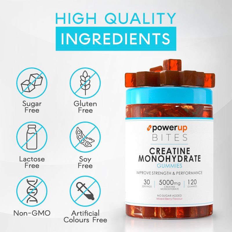 [Australia] - Creatine Monohydrate Gummies for Men & Women, 100% Creatine Mixed Berry Gummies, 5g per Serving + Vegan, Sugar Free + Strength, Energy, Muscle & Booty Gain - 120 Count 