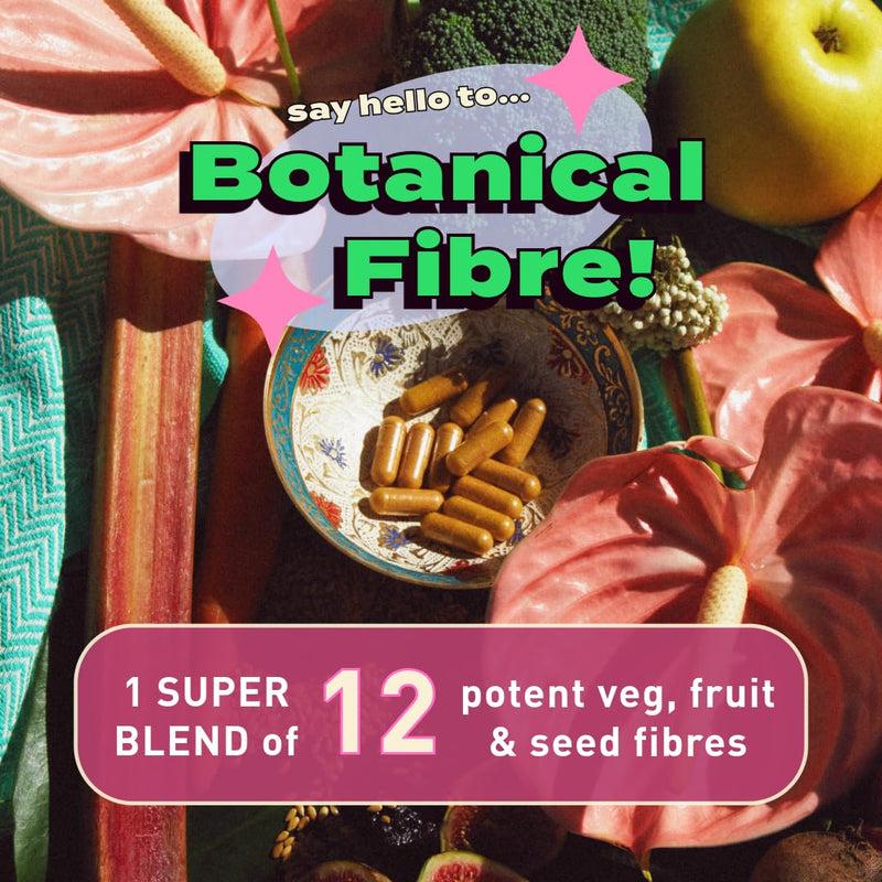Active Botanicals Fibre Supplement | Supports Healthy Digestion & Rectal Wellness | All-Natural Vegan Fibre Blend | Psyllium Husk, Rhubarb, Flaxseed, Prune & More | 100 Capsules