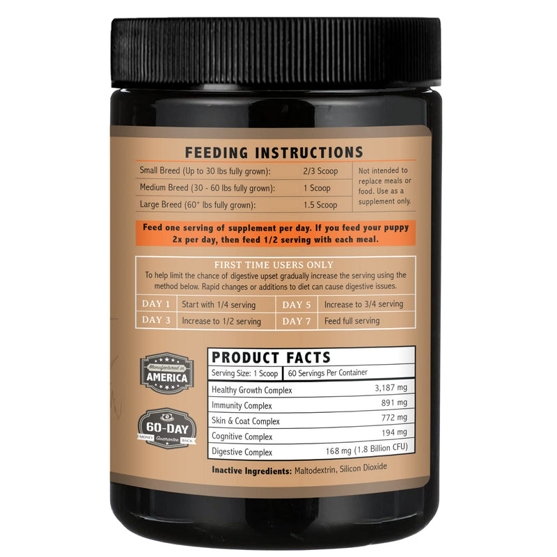 OptiPup All-in-1 Puppy Multivitamin Contains 31 Superfoods Including Probiotics and Prebiotics for Digestive Support, Skin & Immune Health, and Optimum Growth (60 Servings) 10.72 Ounce (Pack of 1) - PawsPlanet Australia