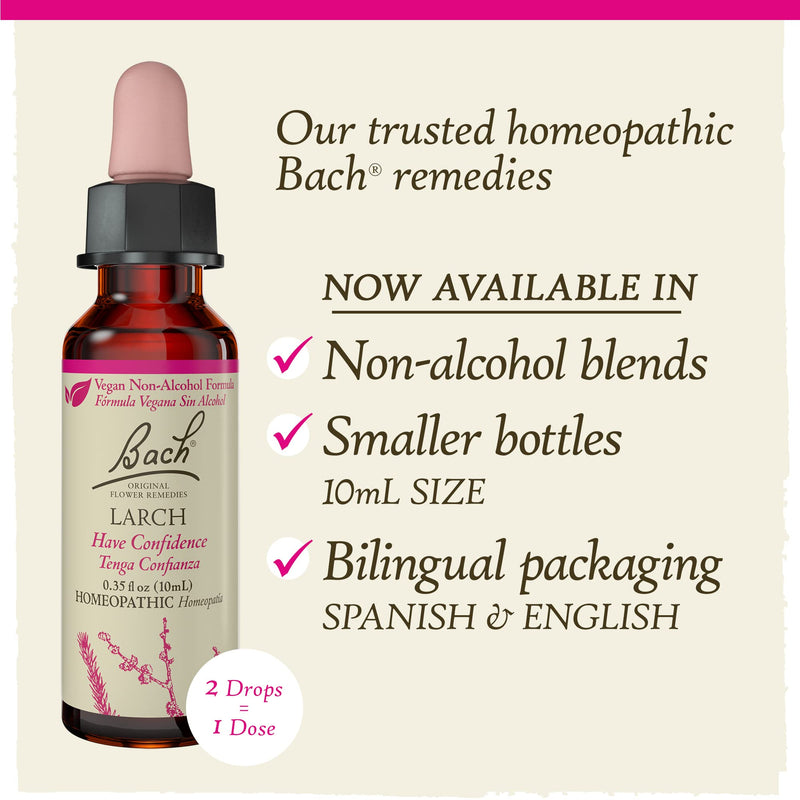 [Australia] - Bach Original Flower Remedies, Larch for Confidence (Non-Alcohol Formula), Natural Homeopathic Flower Essence, Holistic Wellness and Stress Relief, Vegan, 10mL Dropper 