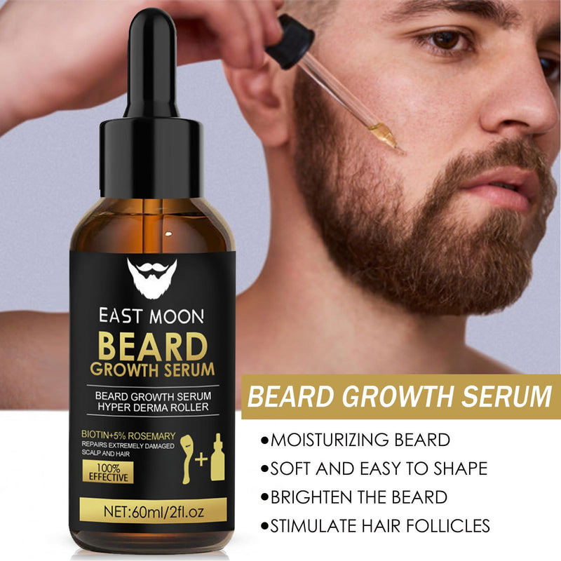 [Australia] - Beard growth kit, beard growth set with derma roller, beard growth serum oil/beard roller, beard growth kit, stimulates mustache and hair growth, gifts for men, father, black 