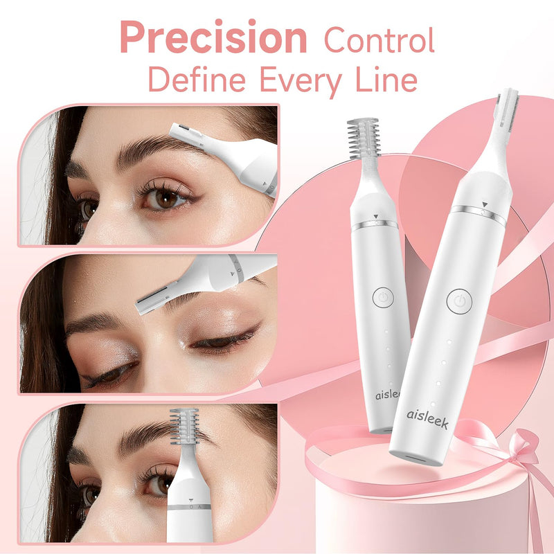 Nose Hair Trimmer for Women & Men, 3-in-1 Facial Hair Remover for Peach Fuzz, Eyebrow Trimmer, Shaper & Shaver, Ear & Face Grooming Kit, USB-C Rechargeable, Painless, Dry Use, Compact & Travel-Ready Snow White