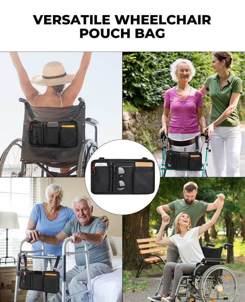 [Australia] - Wheelchair Side Bag with Cup Holder, Wheelchair Armrest Pouch Accessories for Walker, Rollator, Electric Scooter Wheelchairs, Ideal Gift for Mother's Day & Father's Day Black 