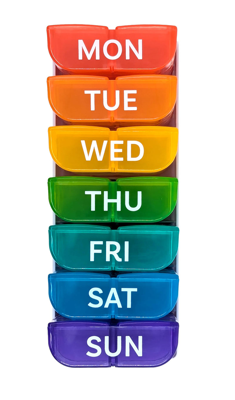 8 Times a Day, 7 Day Large Weekly Pill Organizer with Holder Tray, Vitamin, Medicine Box, Multicolor (8X a Day - 1 Pack) 8X a Day - 1 Pack
