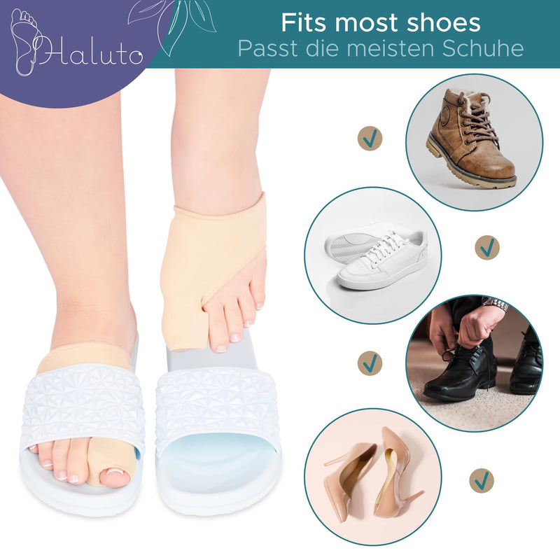 [Australia] - HALUTO Pack of 2 Hallux Valgus Correction Bandage - Toe Separator Hallux Valgus - Toe Separator Big Toe - Hallux Valgus Socks with Gel Protection Bandage with Wedge 