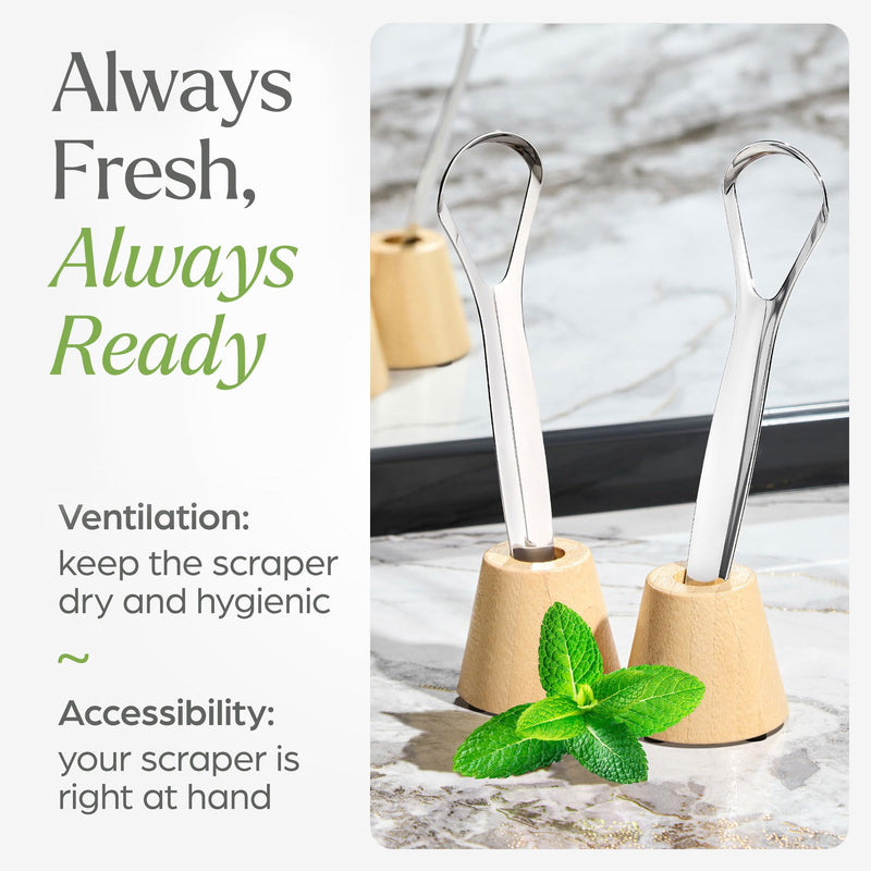 [Australia] - Tongue Scraper for Adults with Holder (2 Pack) - Metal Tongue Scraper for Tongue Cleaning and Reducing Bad Breath - Stainless Steel Tongue Scraper for Adults, Tongue Cleaner for Adults 