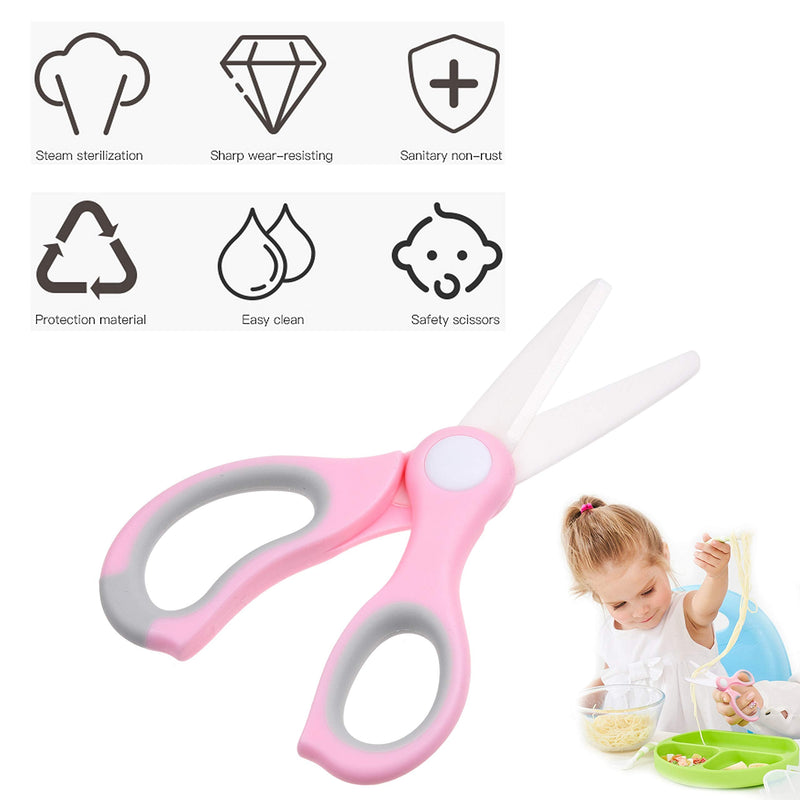 [Australia] - Kare & Kind Ceramic Baby Food Scissors - Pink - With Dust Cover and Storage Case - Cut Baby Food Easily - Ideal for Noodles, Meat, Chicken, Veggies and Fruits (Pink - 1 Pack) Pink - 1 Pack 