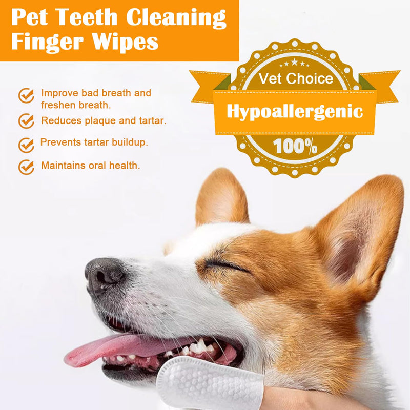 Dog Teeth Cleaning Wipes, Pet Dental Finger Wipes for Dogs and Cats, Dog Dental Care Wipes, Reduce Plaque & Tartar Buildup, Freshen Breath, Cleaner Mouth, Coconut Scent, 50Pcs - PawsPlanet Australia
