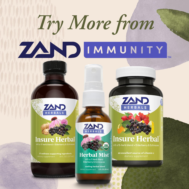 Zand Insure Herbal Immune Support | Vitamin C, Zinc, Echinacea, Elderberry & Herbal Blend w/ Elderberry, Ginger & More | Lab Verified | 120 Veg Caps