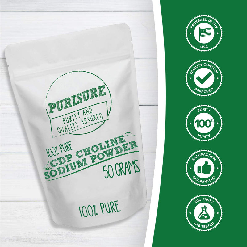 [Australia] - CDP Choline Powder, 50g, CDP Choline Supplements That Support Attention, Focus, and Energy, Citicoline Powder for Cognitive Function, Increases Motivation and Productivity, 200 Servings 200 Servings (Pack of 1) 