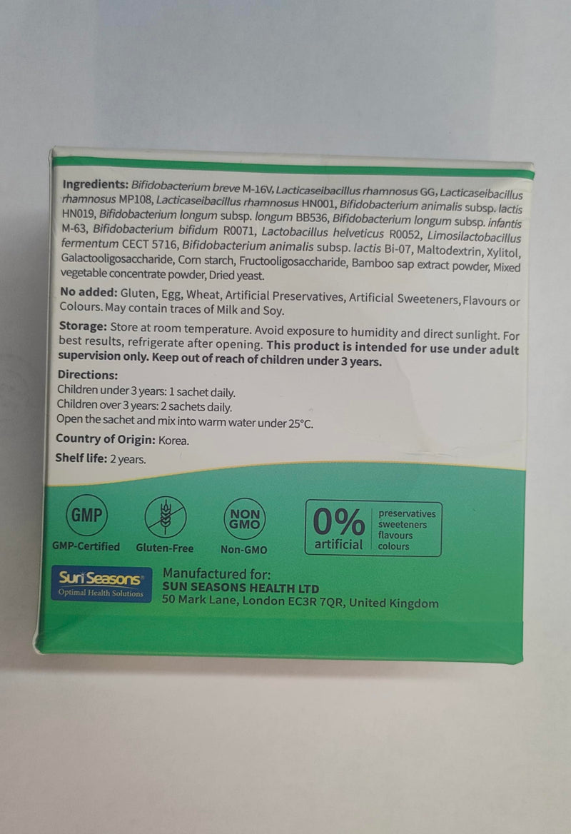 Kids Garden Babyflora Plus Probiotic Powder, Digestive & Immune Health Support for Children, 25 Sachets, Unflavored