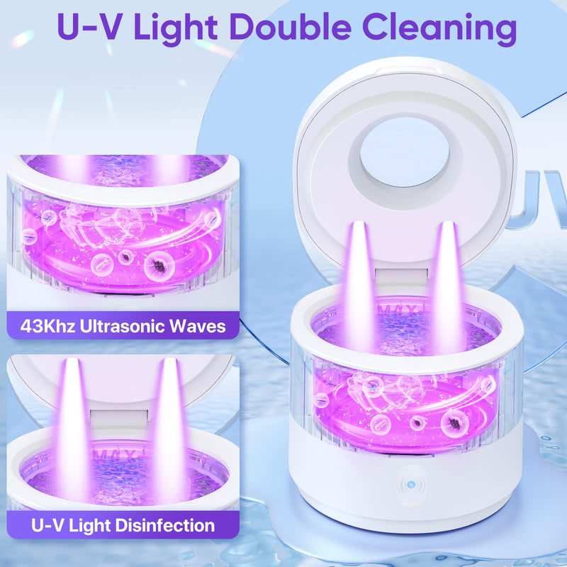 [Australia] - Ultrasonic Retainer Cleaner Machine, 45kHz Retainer Cleaner Machine for Denture Cleaner, 200ML Cleaner Ultrasonic Cleaner for Mouth Guard Cleaner,Night guard, Braces,Rings, Necklaces,White 